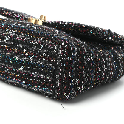 Chanel Tweed Sequin Quilted Medium Chanel 19 Flap Black Multicolor 9 of 10