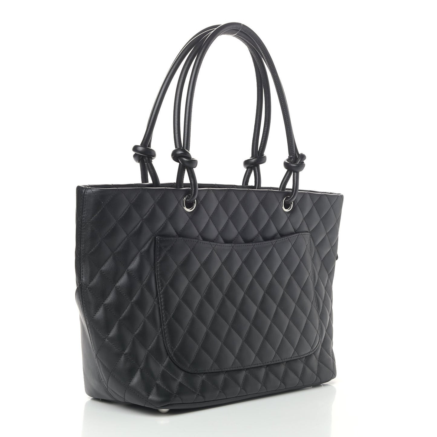 Calfskin Quilted Large Cambon Tote Black
