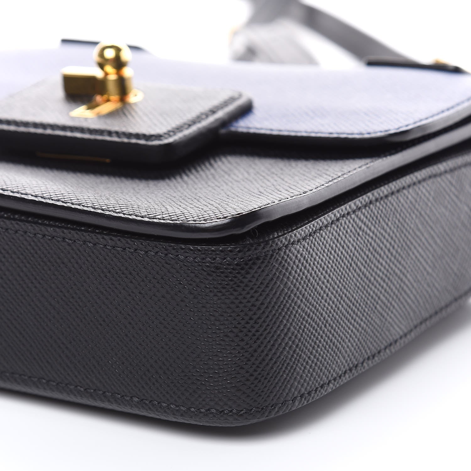 Prada Saffiano Bi-Color Crossbody Bag Inchiostro Black 9 of 10