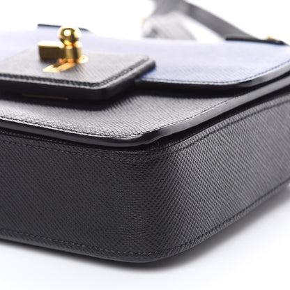 Prada Saffiano Bi-Color Crossbody Bag Inchiostro Black 9 of 10