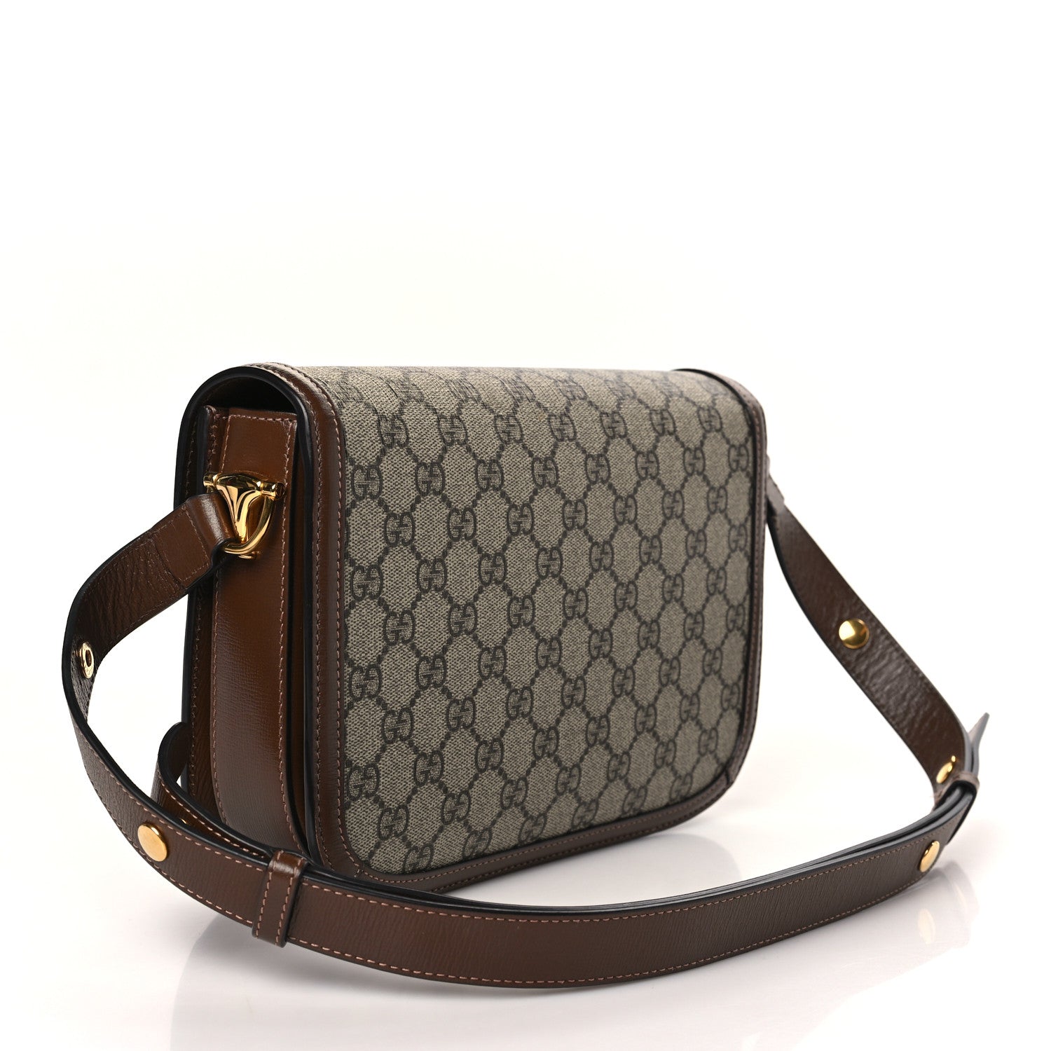 Gucci GG Supreme Monogram Horsebit 1955 Shoulder Bag Beige Brown Sugar 3 of 9