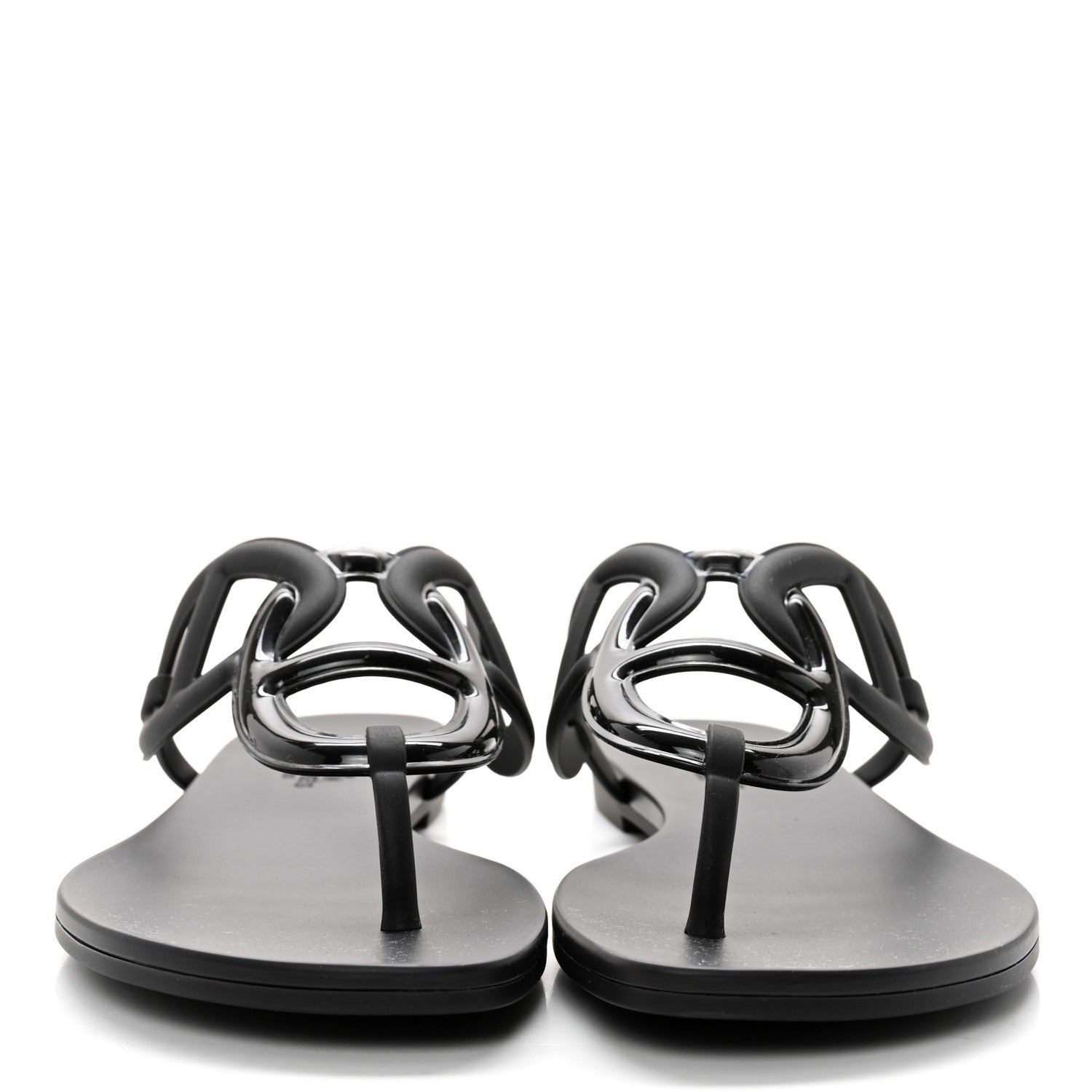 Hermes Rubber Womens Egerie Sandals 41 Black 2 of 9