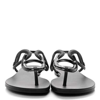Hermes Rubber Womens Egerie Sandals 41 Black 2 of 9