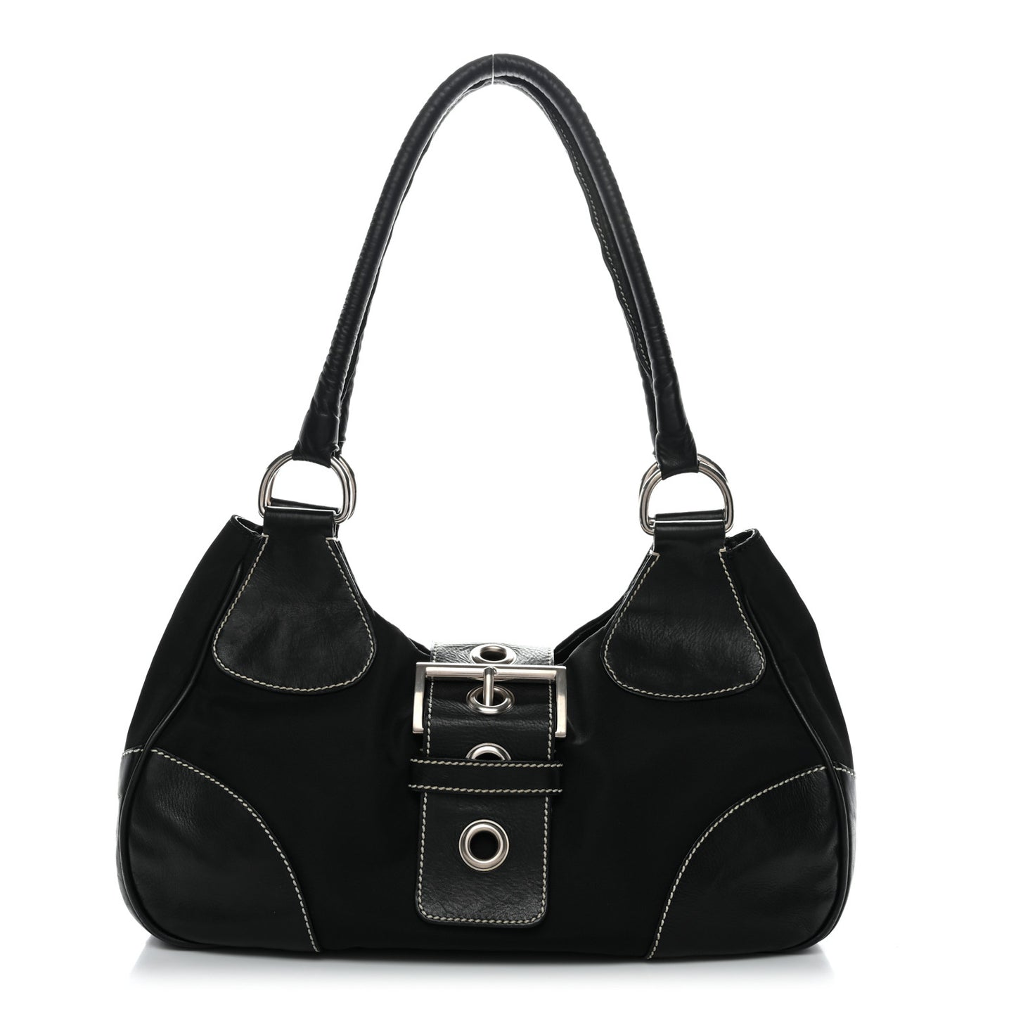 Tessuto Nylon Moon Shoulder Bag Black