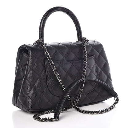 Chanel Caviar Lizard Quilted Mini Coco Handle Flap Black 3 of 19