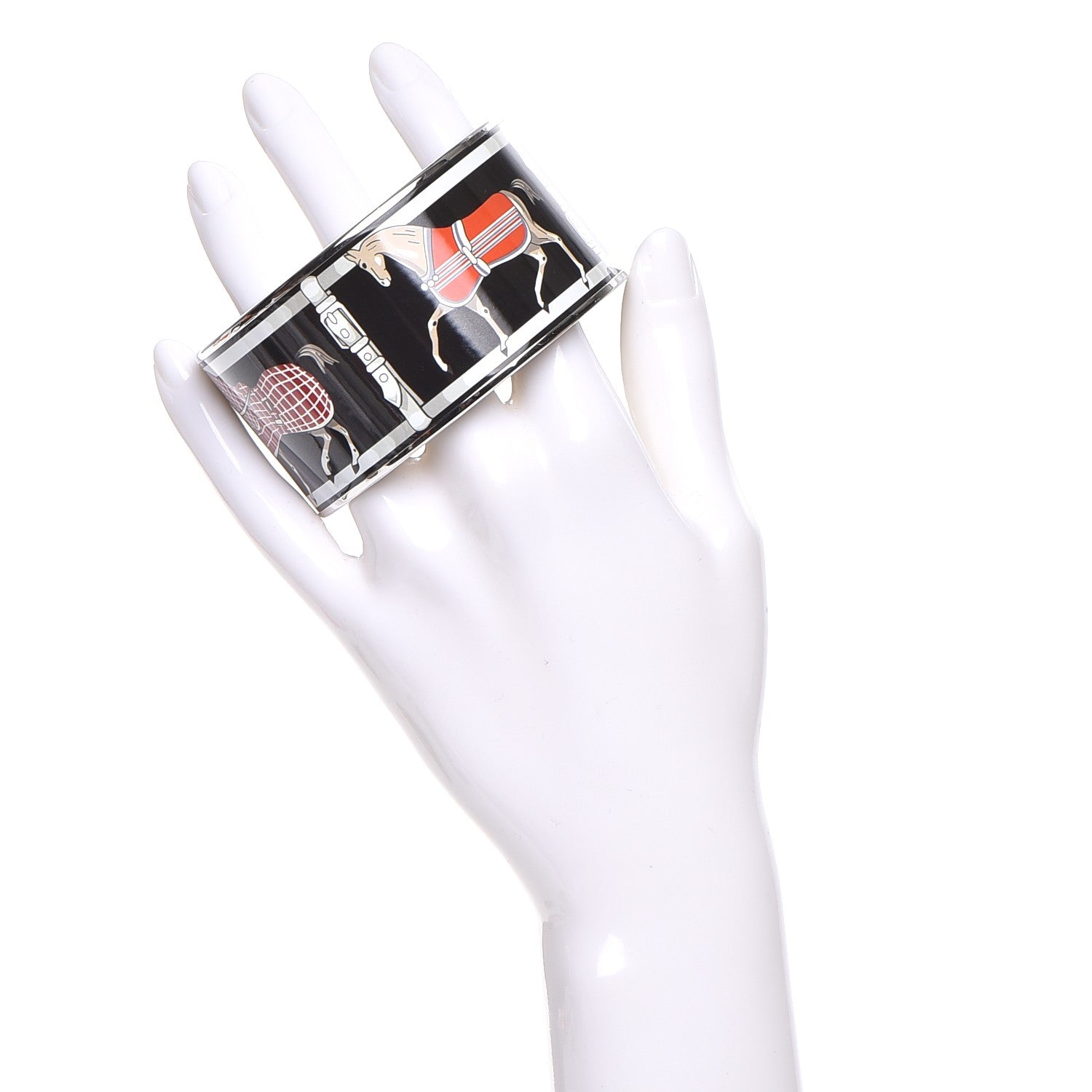 Hermes Enamel Printed Tenues Et Couvertures Extra Wide Bracelet 70 2 of 7