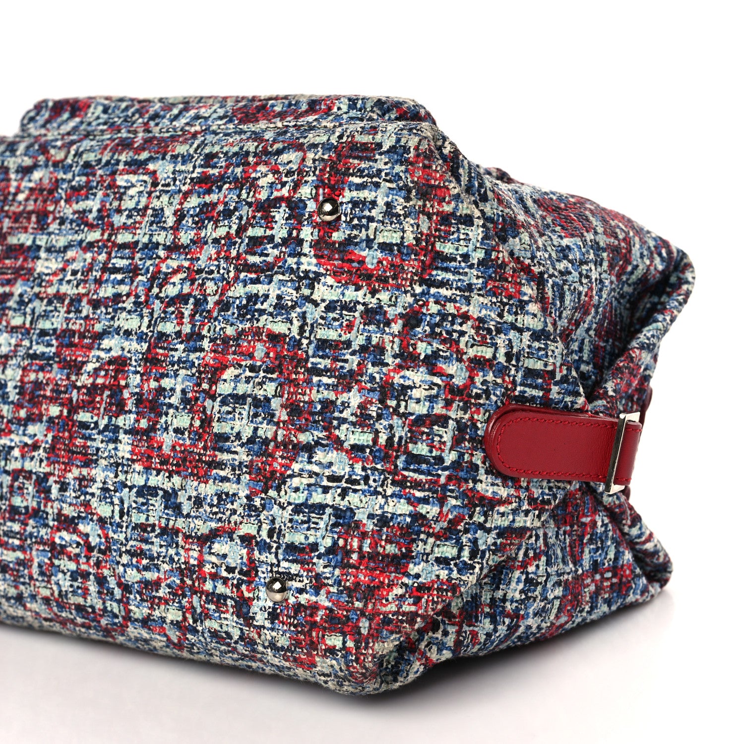 Chanel Tweed Lambskin Large Bowler Red 9 of 11