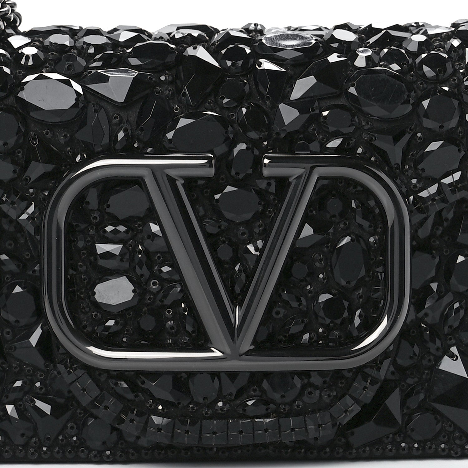 Valentino Garavani Crystal Nappa Monochrome Vlogo Small Loco Shoulder Bag Black 6 of 10