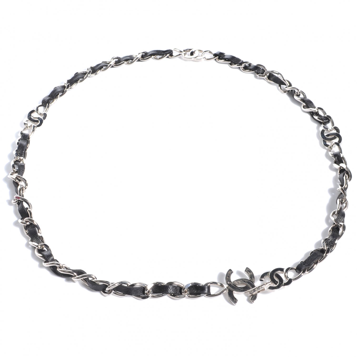 Chanel Leather Silver Chain Link Belt Black 1 of 6