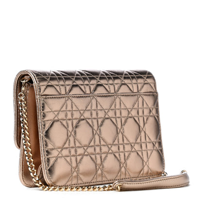 Christian Dior Metallic Lambskin Cannage Miss Dior Promenade Pouch Gold 2 of 4