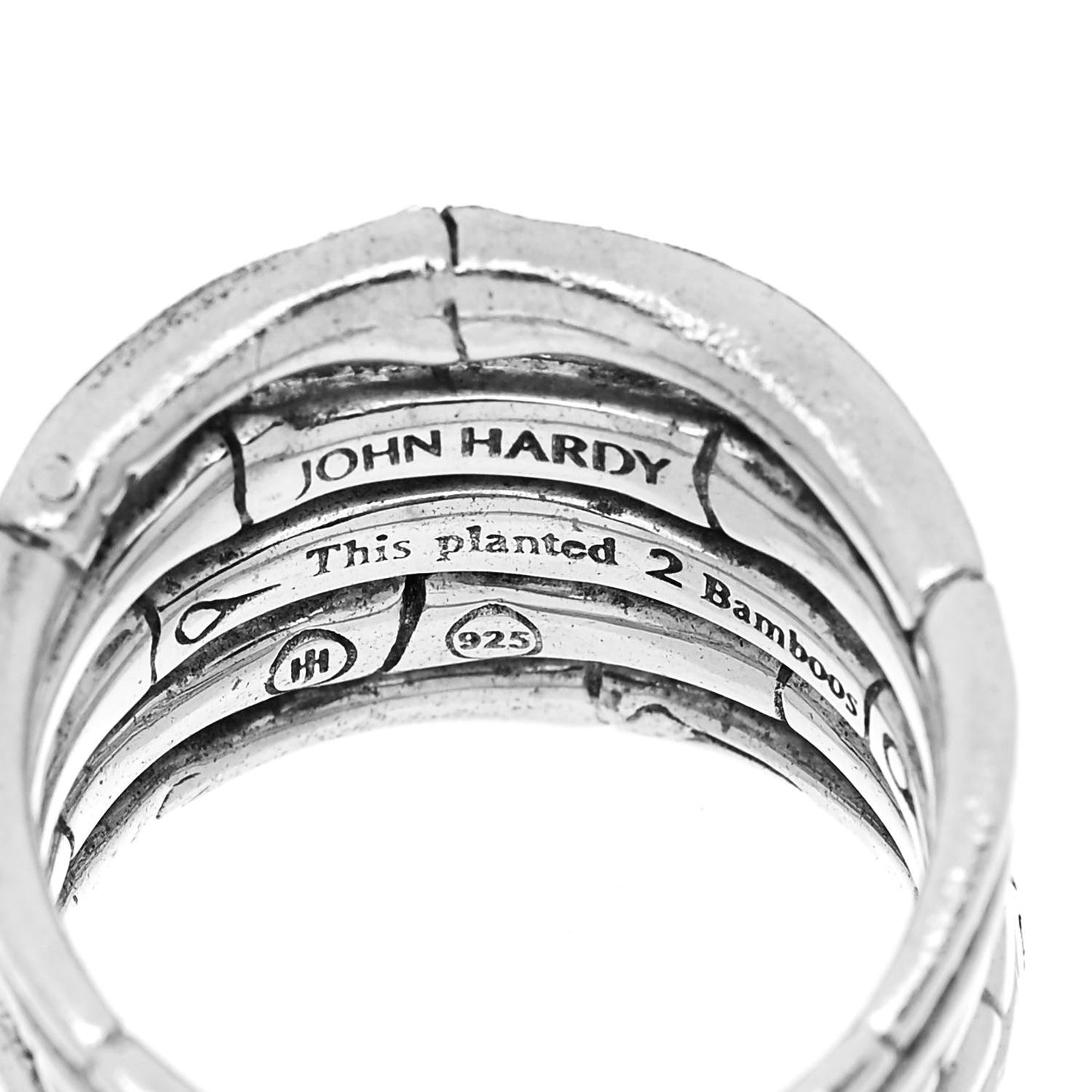 Sterling Silver Wide Bamboo Ring 53 6.5