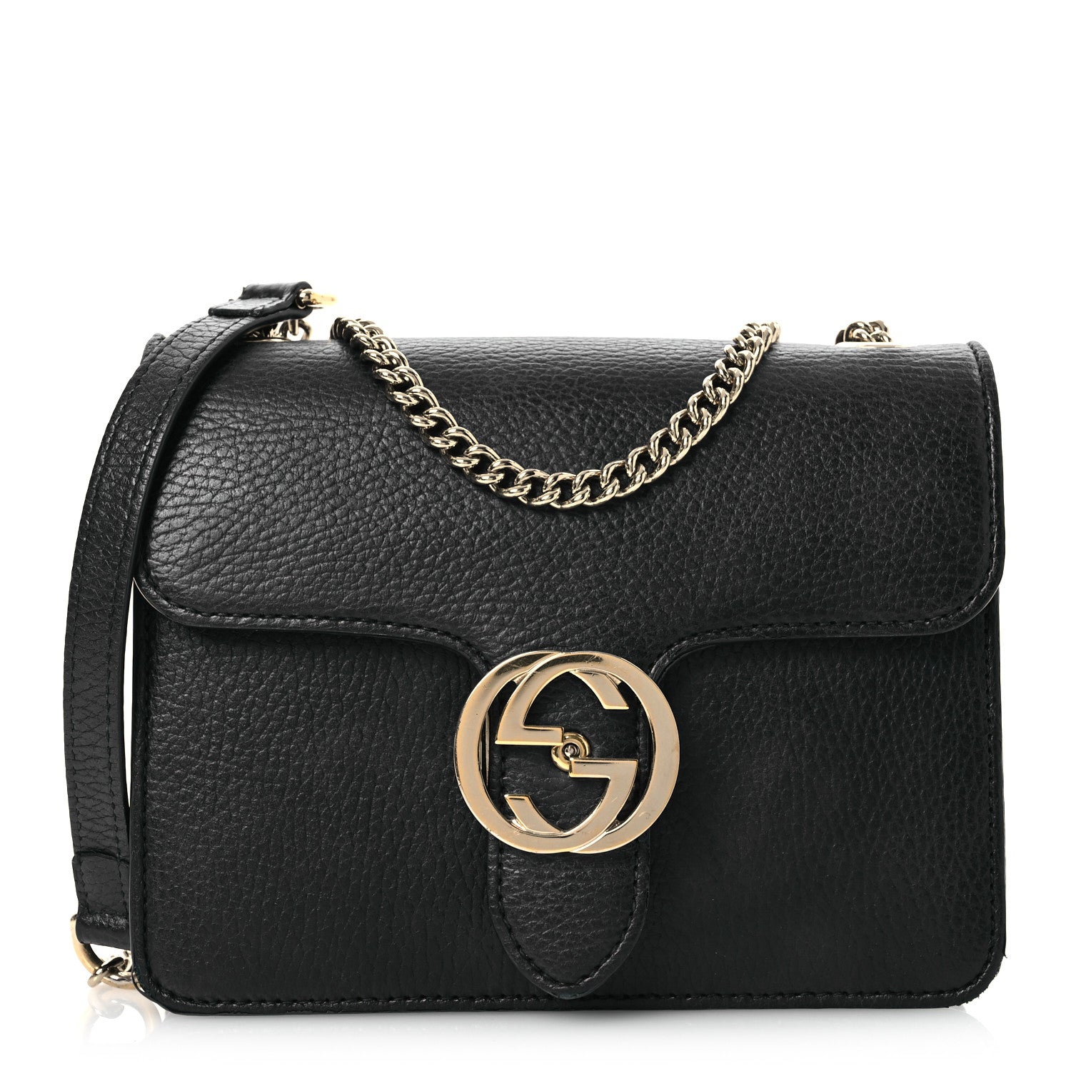 Gucci Dollar Calfskin Small Interlocking G Shoulder Bag Black 1 of 17