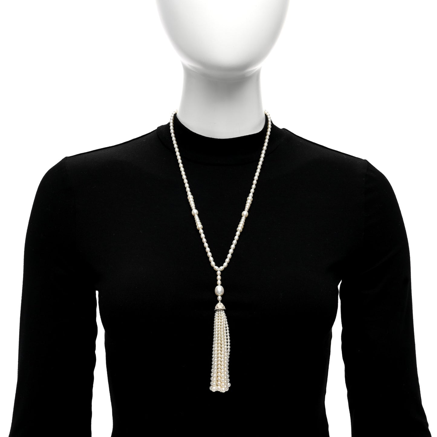 Sterling Silver Freshwater Pearl Ziegfeld Tassel Necklace