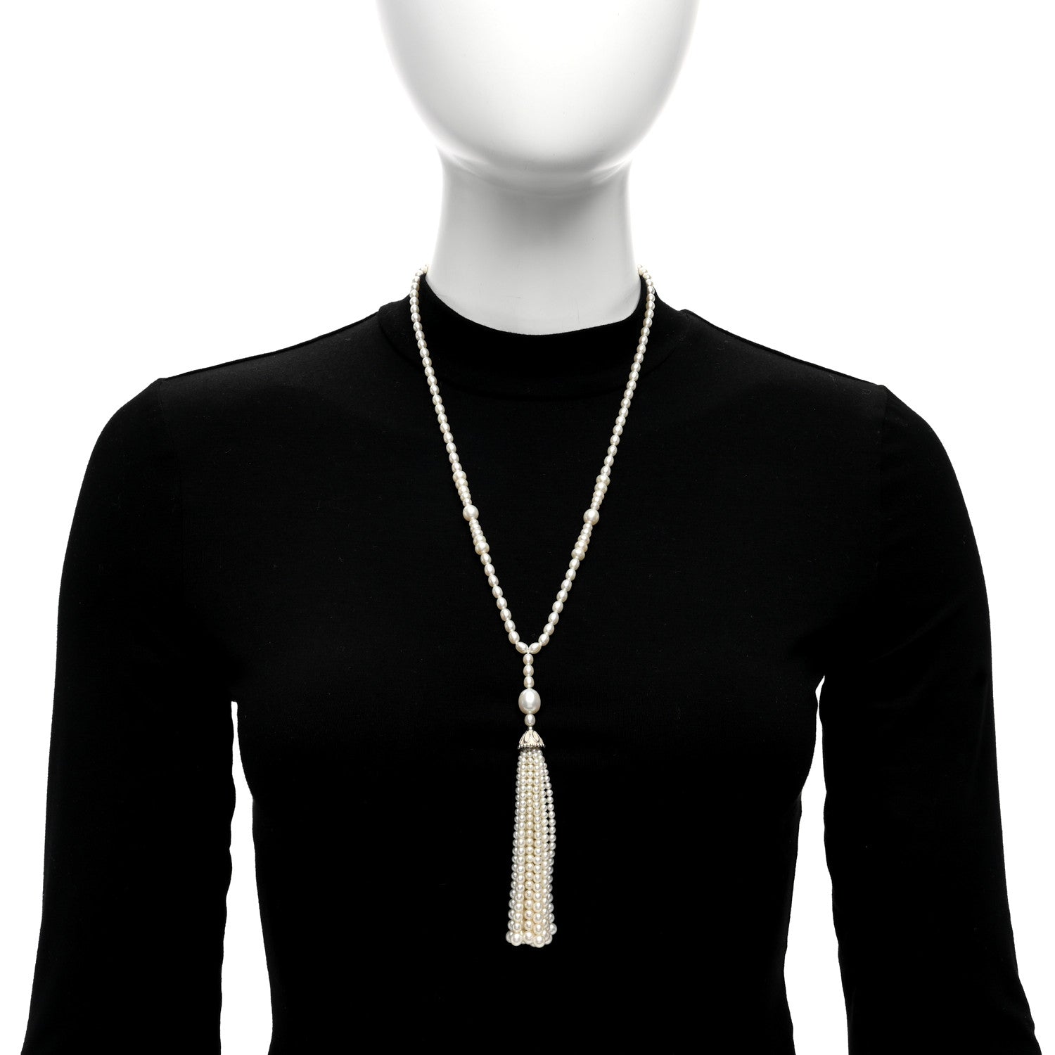 Tiffany Sterling Silver Freshwater Pearl Ziegfeld Tassel Necklace 3 of 4