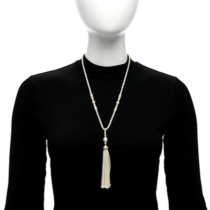 Tiffany Sterling Silver Freshwater Pearl Ziegfeld Tassel Necklace 3 of 4