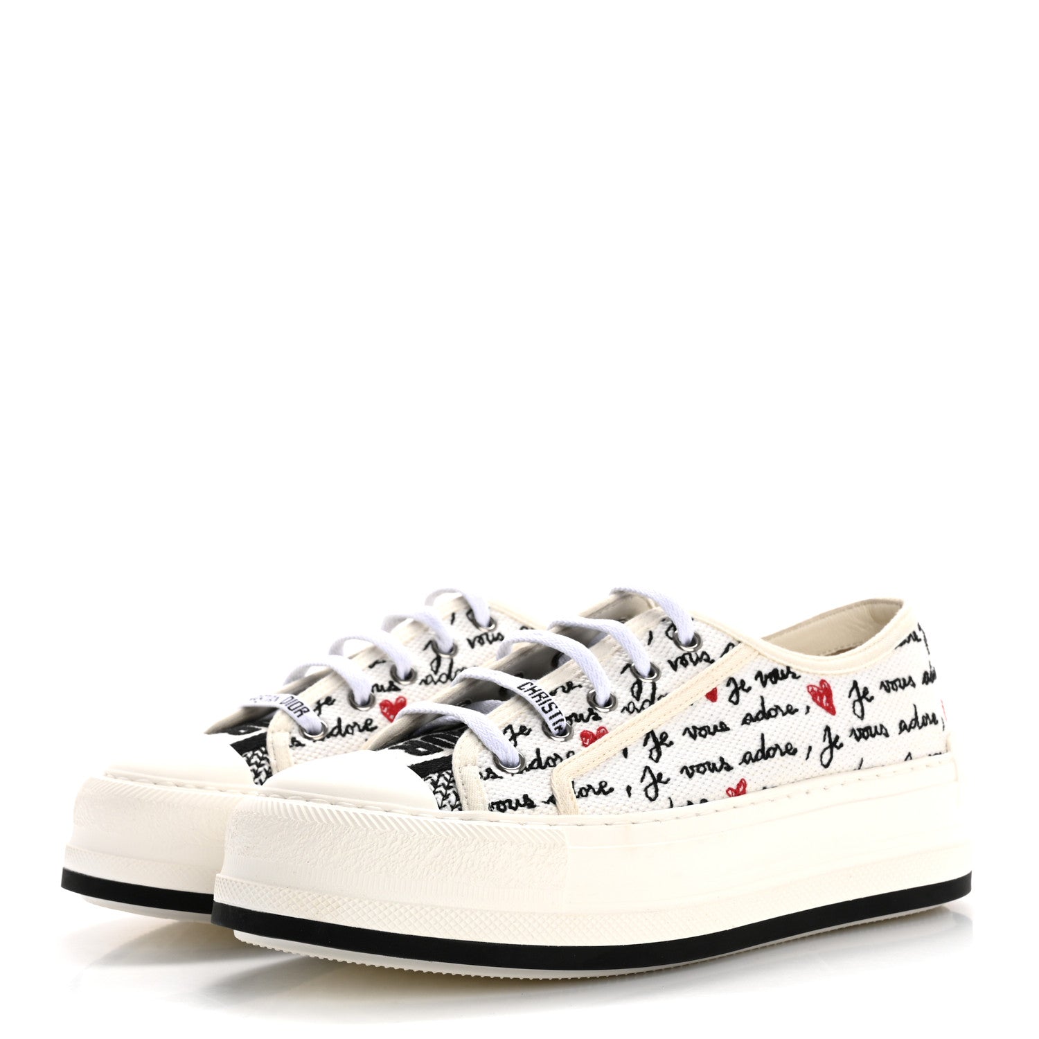 Christian Dior Canvas Dioramour Walk'N'Dior Low Top Sneakers 37 White Black 4 of 9