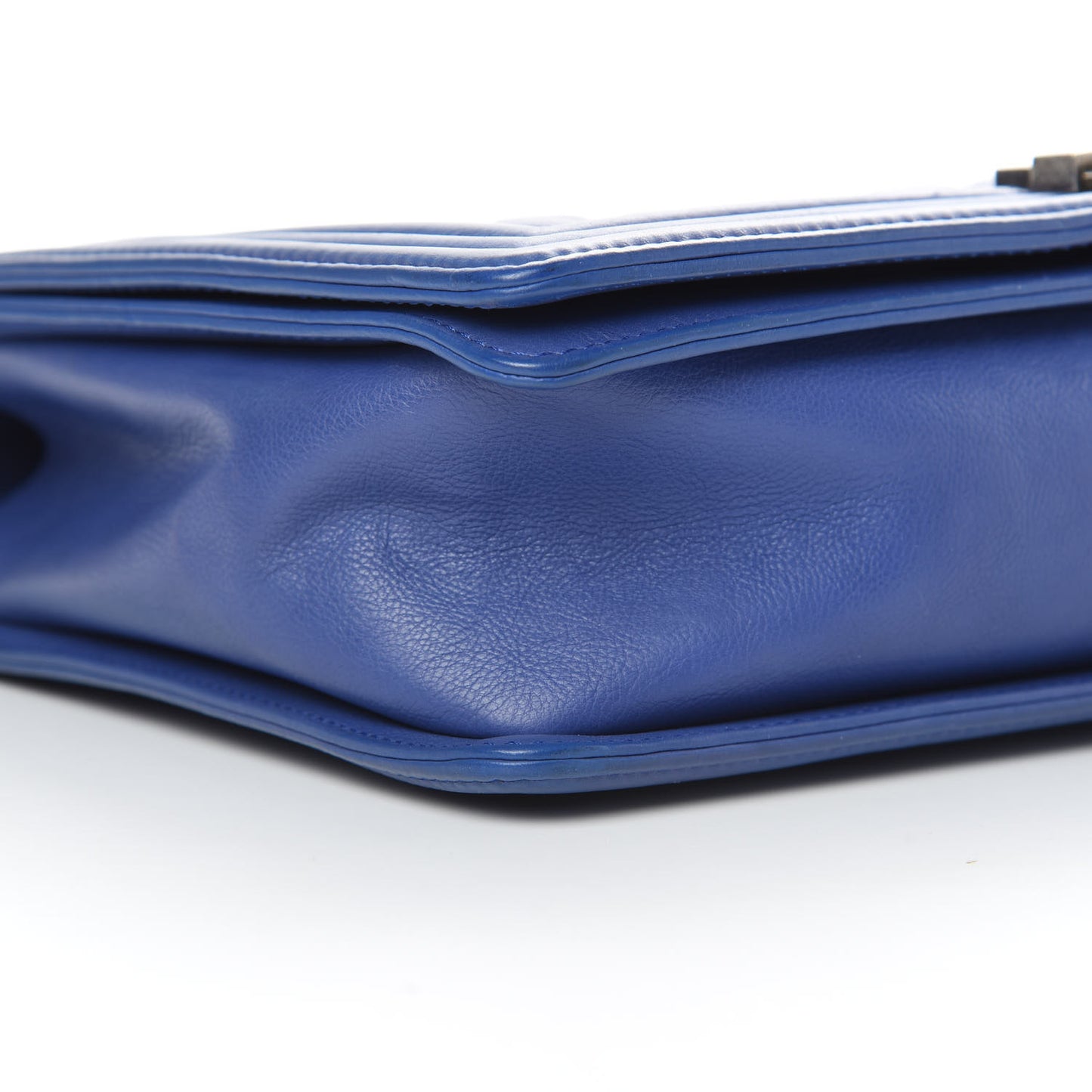 Grained Calfskin Quilted Large Boy Flap Blue