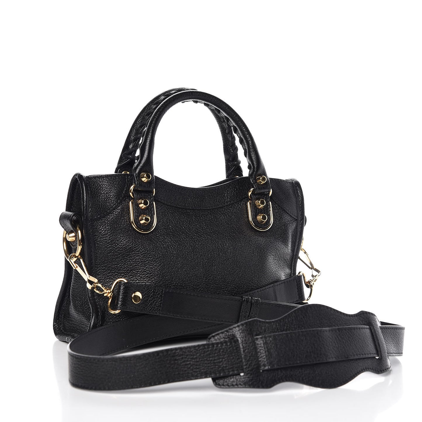 Chevre Gold Metallic Edge Hardware Mini City Black