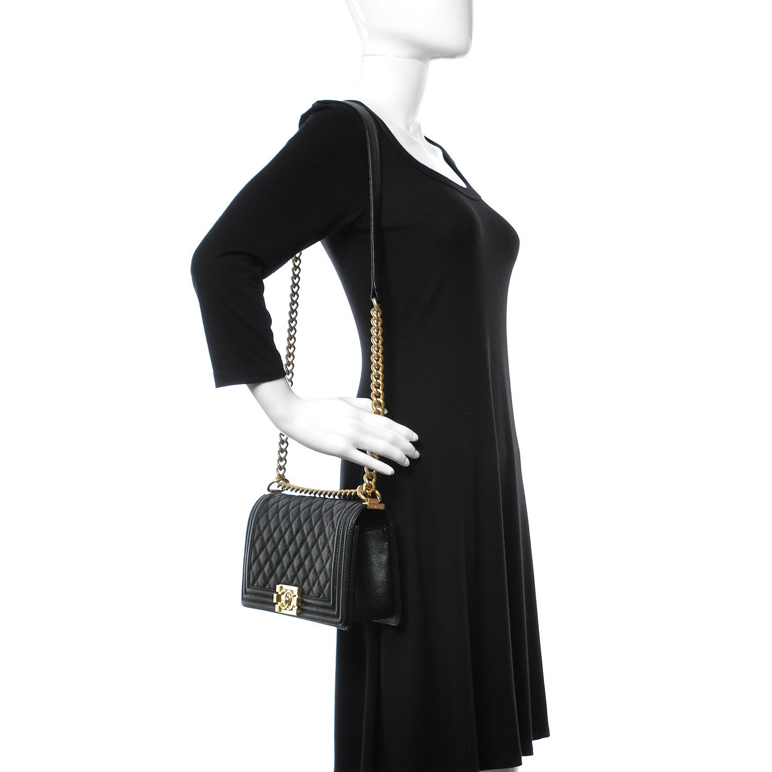 Chanel Caviar Quilted Medium Boy Flap Black 2 of 10