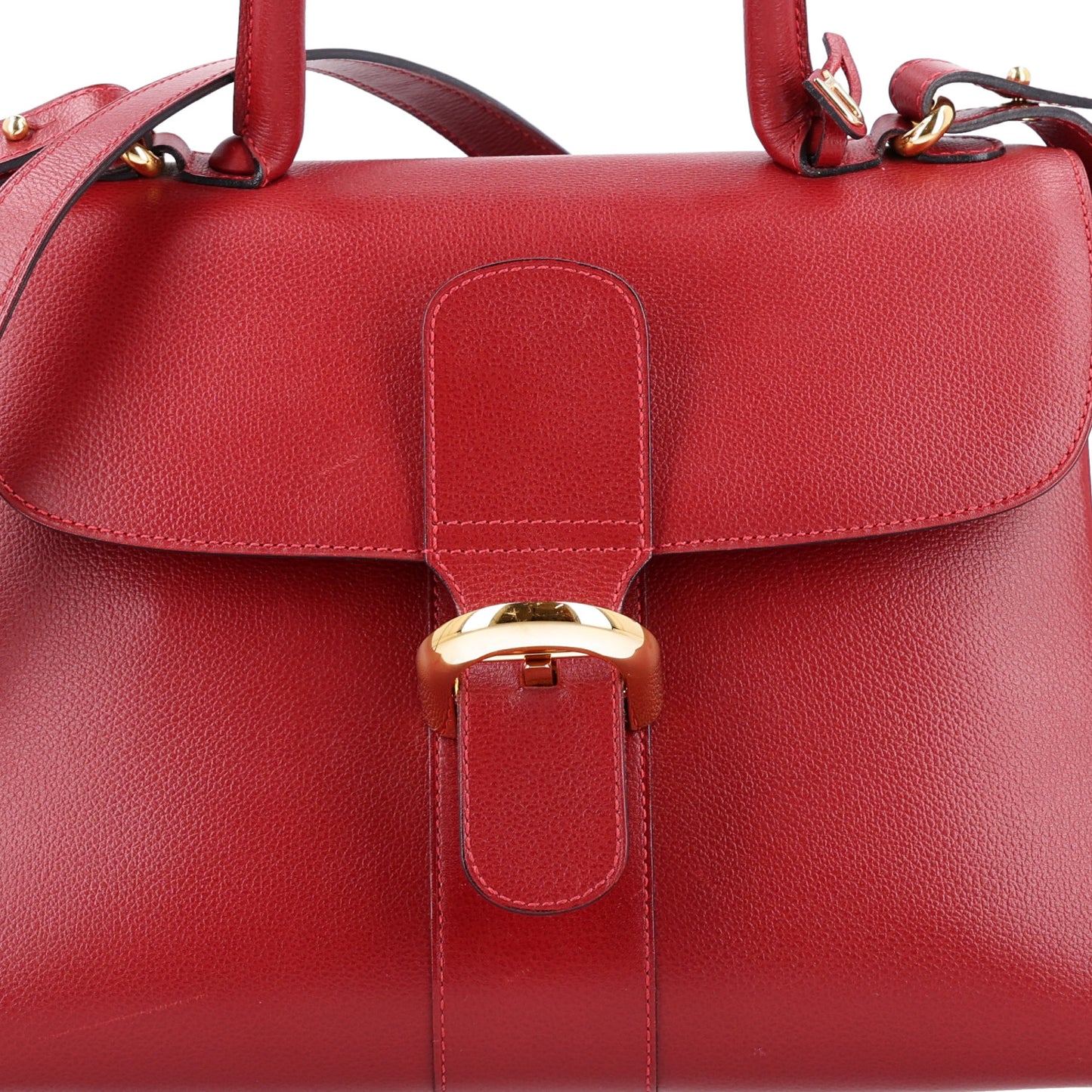 Grained Calfskin MM Brillant Satchel Red
