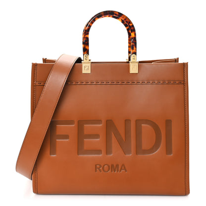 Fendi Vitello King Plexiglass Medium Fendi Sunshine Shopper Tote Cuoio 1 of 10