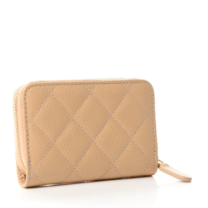 Chanel Caviar Quilted Zip Around Coin Purse Beige 3 of 7