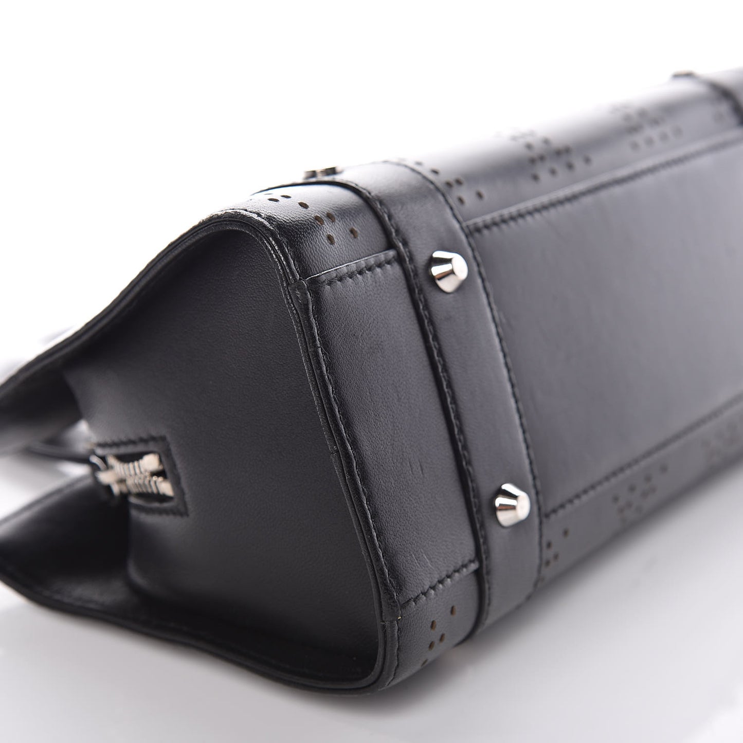 Calfskin Cannage Perforated Small Lady Dior East West Black