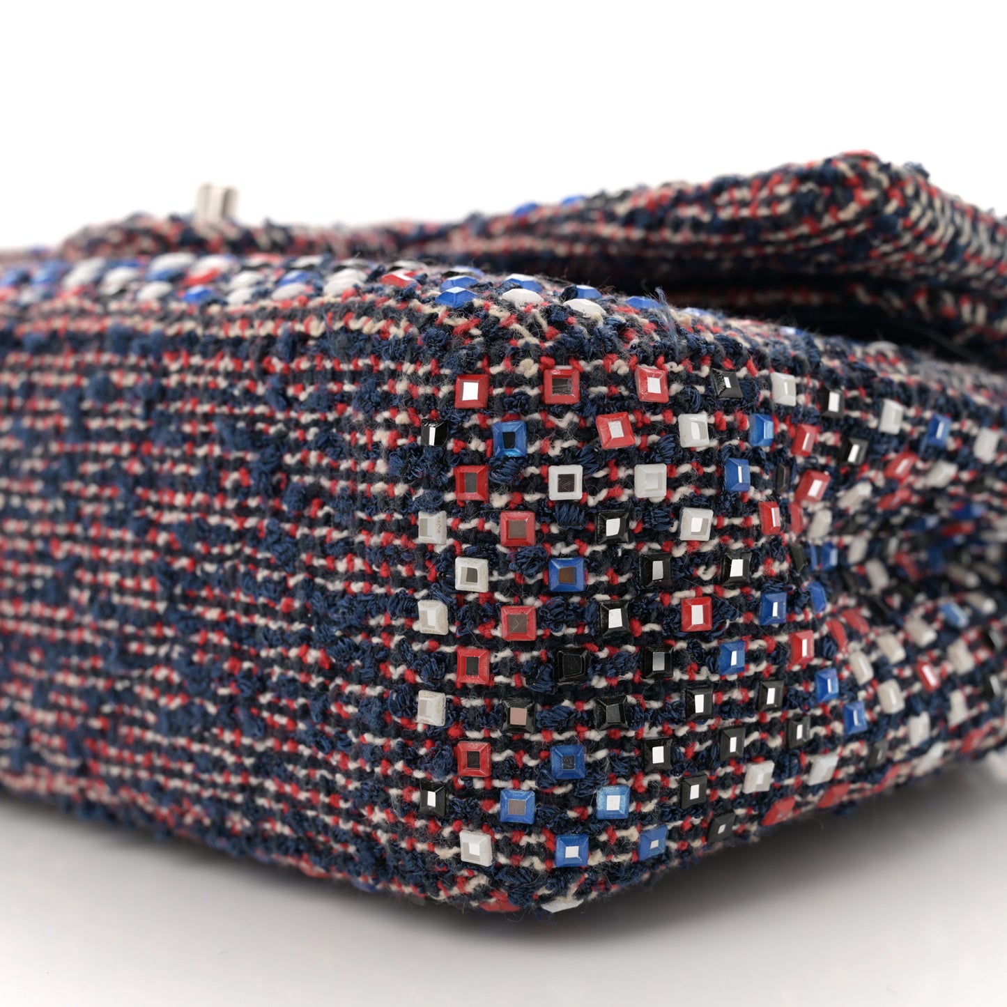 Sequin Tweed Medium Double Flap Red White Blue