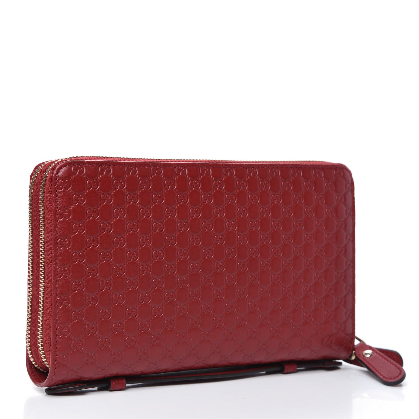 Microguccissima Zip Around Top Handle Travel Wallet Red