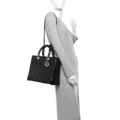 Christian Dior Patent Cannage Large Lady Dior Black 2 of 11