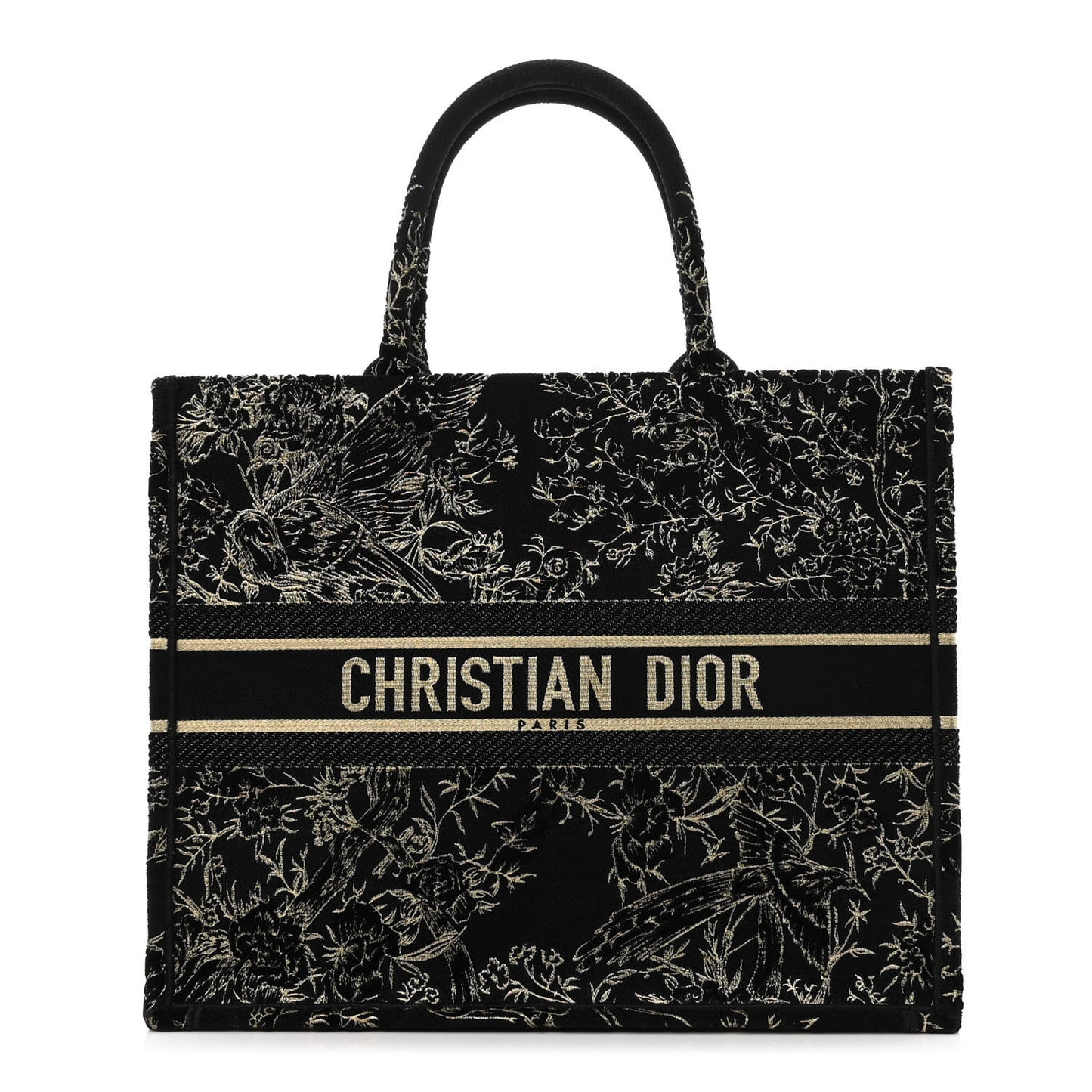 Velvet Jardin d'Hiver Embroidered Large Book Tote Black Gold