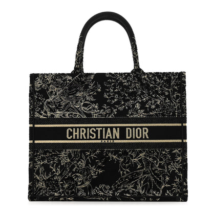 Christian Dior Velvet Jardin d'Hiver Embroidered Large Book Tote Black Gold 1 of 10