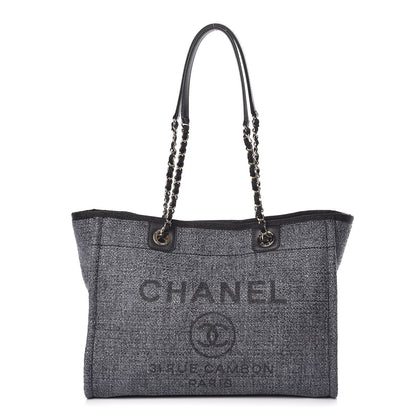 Chanel Woven Straw Raffia Small Deauville Tote Charcoal 1 of 10