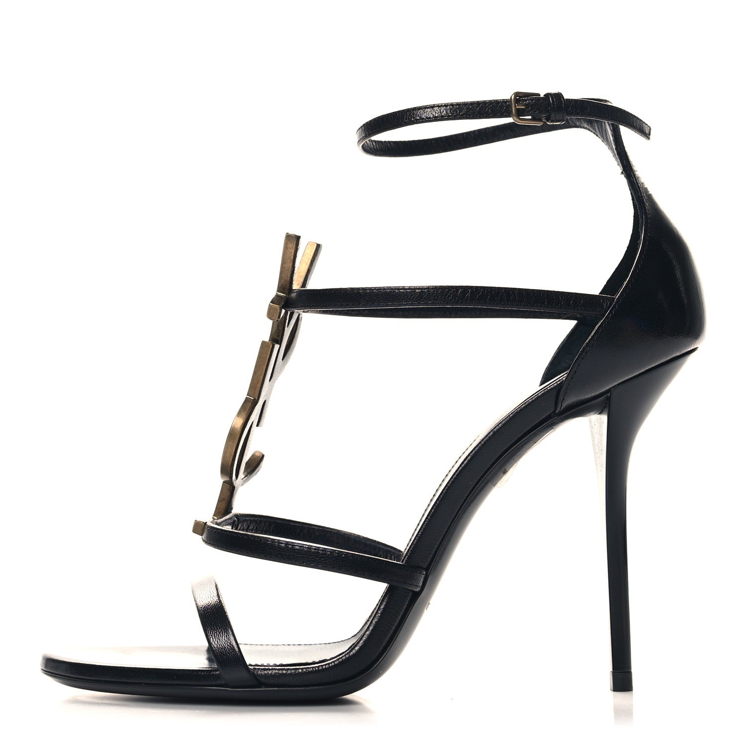 Saint Laurent Calfskin Cassandra 100 Sandals 39 Black 1 of 10