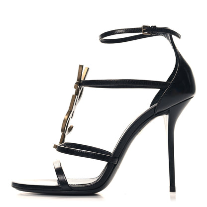 Saint Laurent Calfskin Cassandra 100 Sandals 39 Black 1 of 10