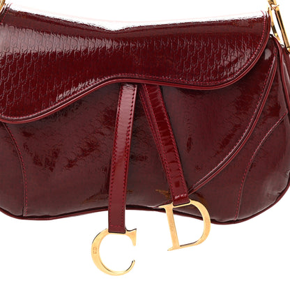 Christian Dior Patent Diorissimo Double Saddle Bag Dark Red 8 of 10