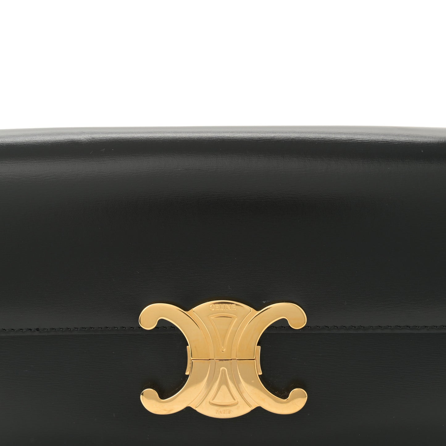 Shiny Calfskin Triomphe Shoulder Bag Black