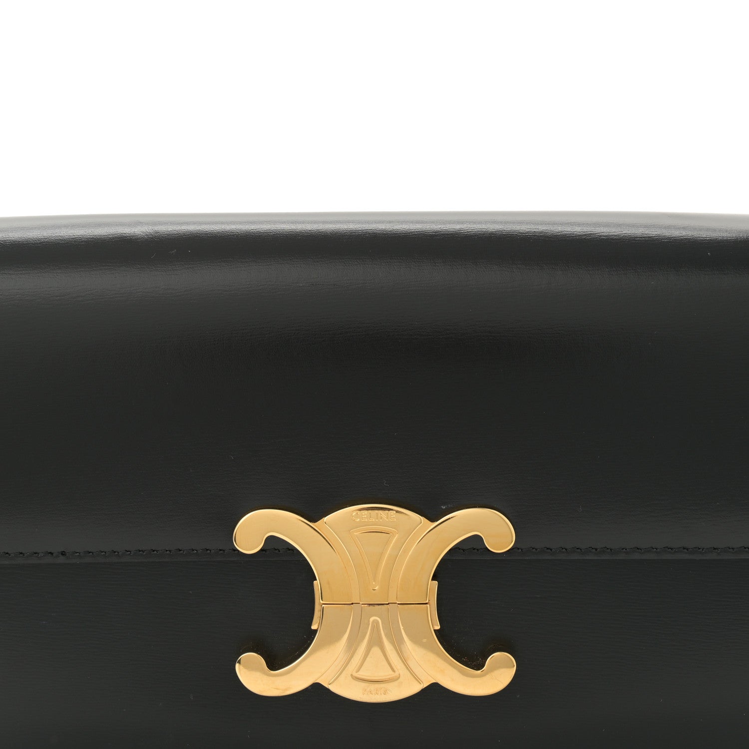 Celine Shiny Calfskin Triomphe Shoulder Bag Black 9 of 14