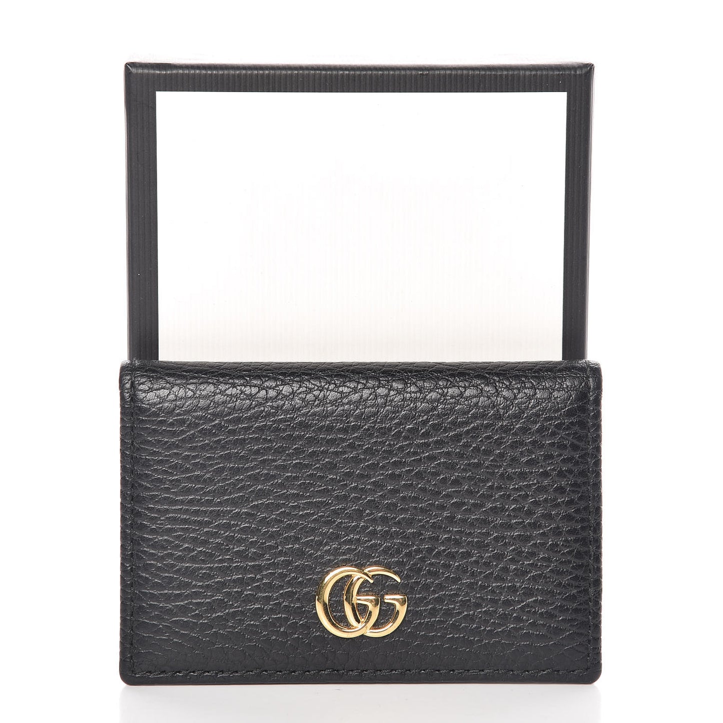 Pebbled Calfskin GG Marmont Card Case Black