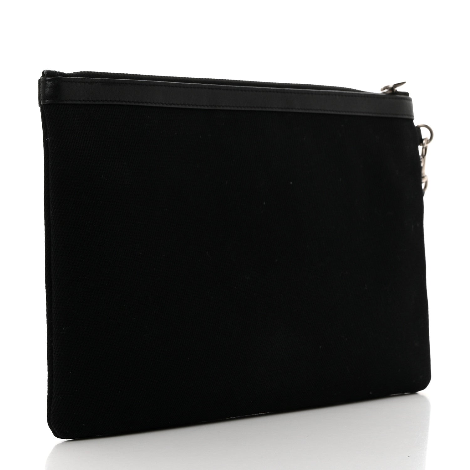 Saint Laurent Linen Canvas Rive Gauche Zipped Pouch Black 3 of 8