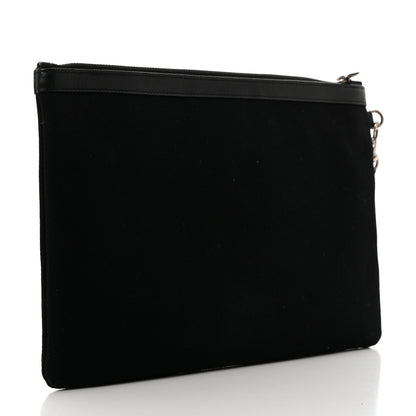 Saint Laurent Linen Canvas Rive Gauche Zipped Pouch Black 3 of 8