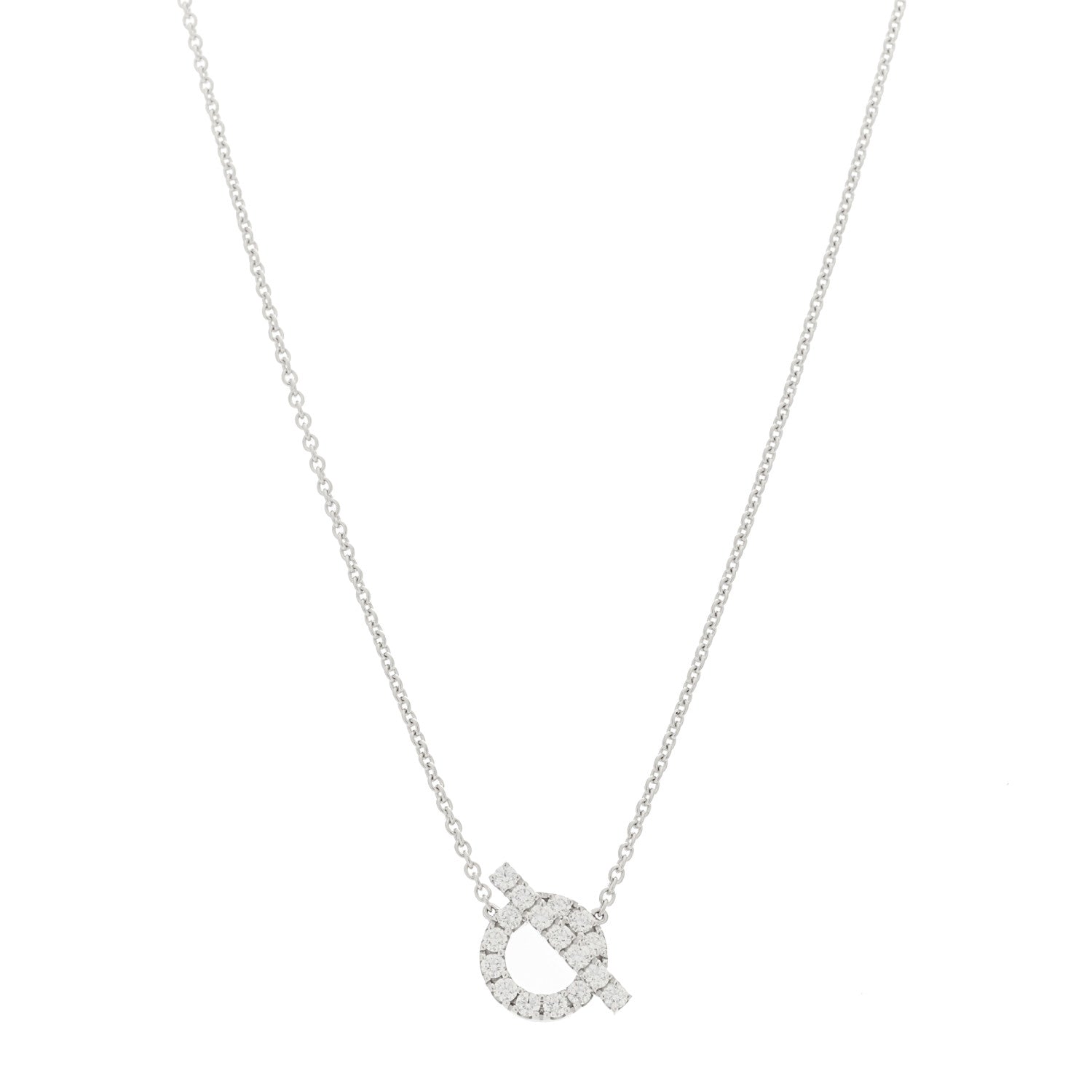 Hermes 18K White Gold Diamond Finesse Pendant Necklace 1 of 12