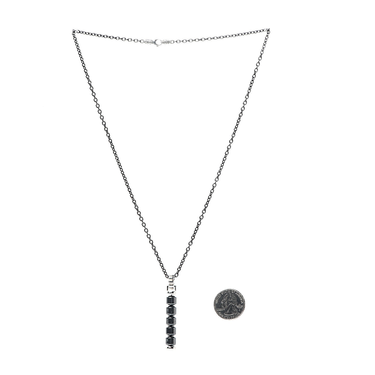 John Hardy Titanium Sterling Silver Hematite Mens Drop Pendant Necklace 2 of 6