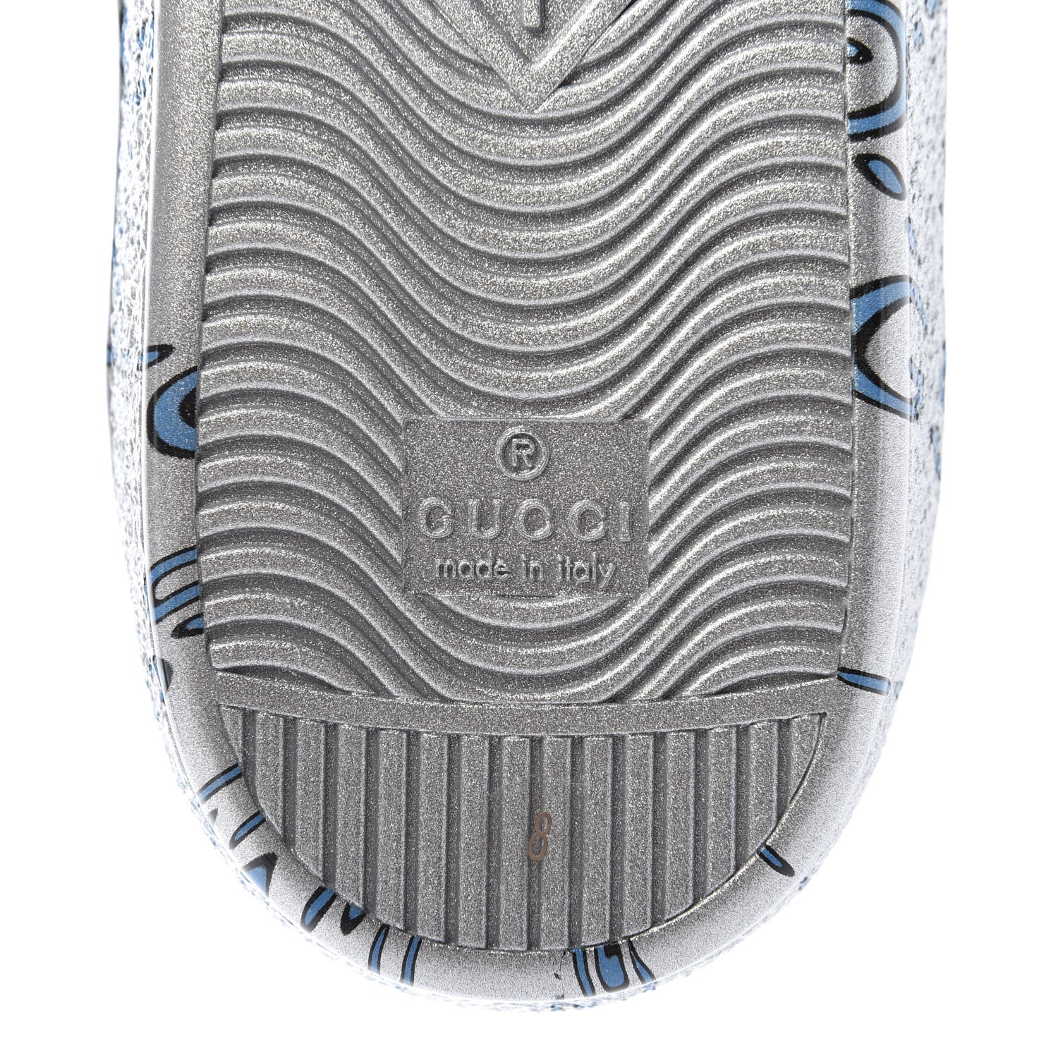 Gucci Miro Rubber Wax GucciGhost Print Mens New Ace Sneakers 8 Silver 8 of 9