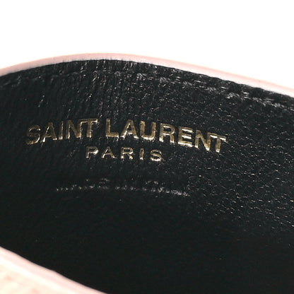 Saint Laurent Grain De Poudre Matelasse Chevron Monogram Credit Card Case Pale Pink 6 of 8