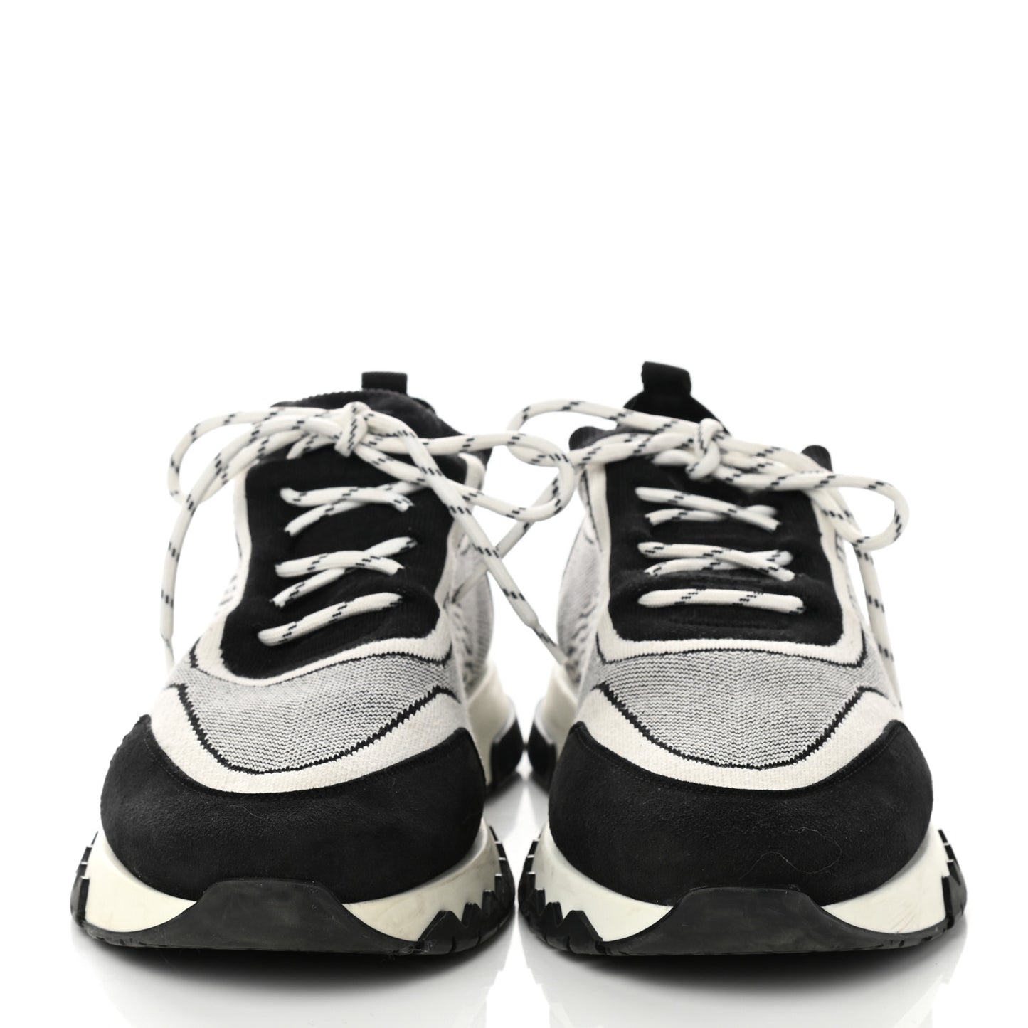 Knit Goatskin Mens Addict Sneakers 41 Black White