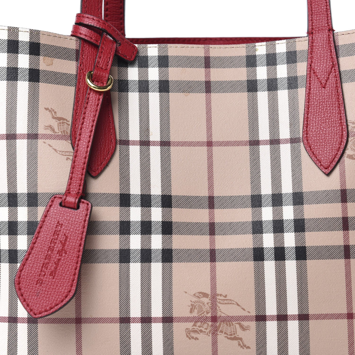 Burberry Haymarket Check Small Reversible Tote Poppy Red 19 of 19