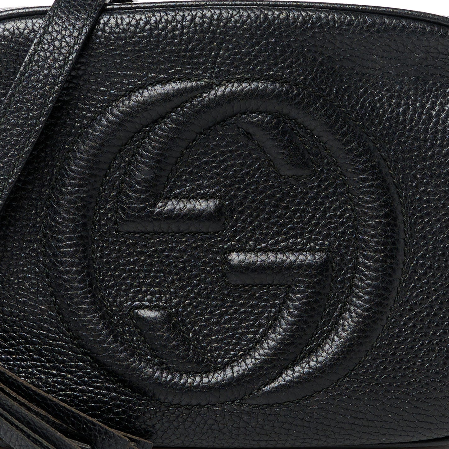 Pebbled Calfskin Small Soho Disco Bag Black