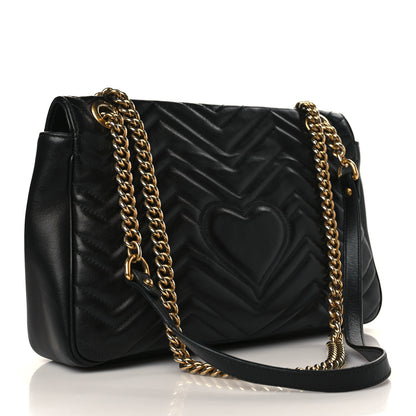Gucci Calfskin Matelasse Medium GG Marmont Shoulder Bag Black 3 of 10