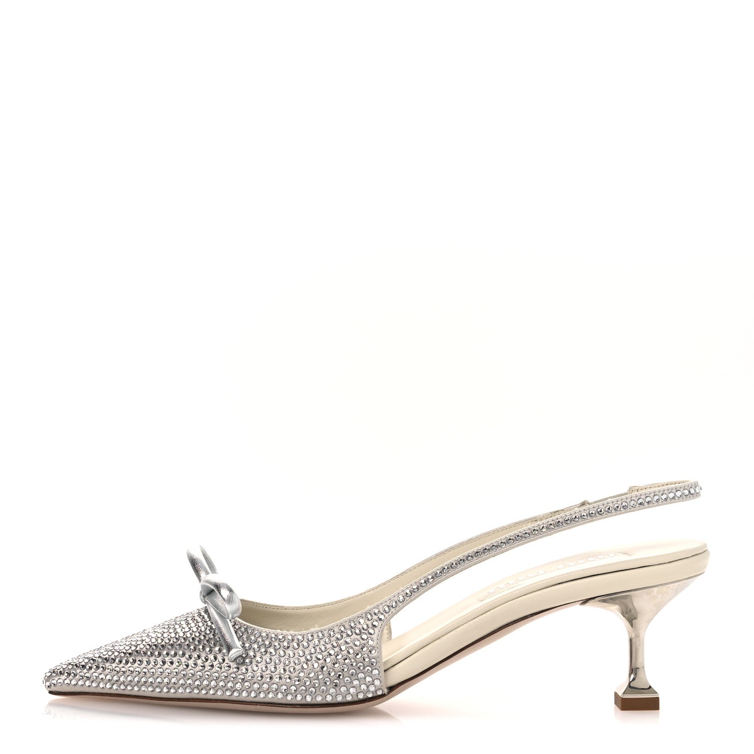 Miu Miu Satin Crystal Slingback Pumps 37 Perla 1 of 10